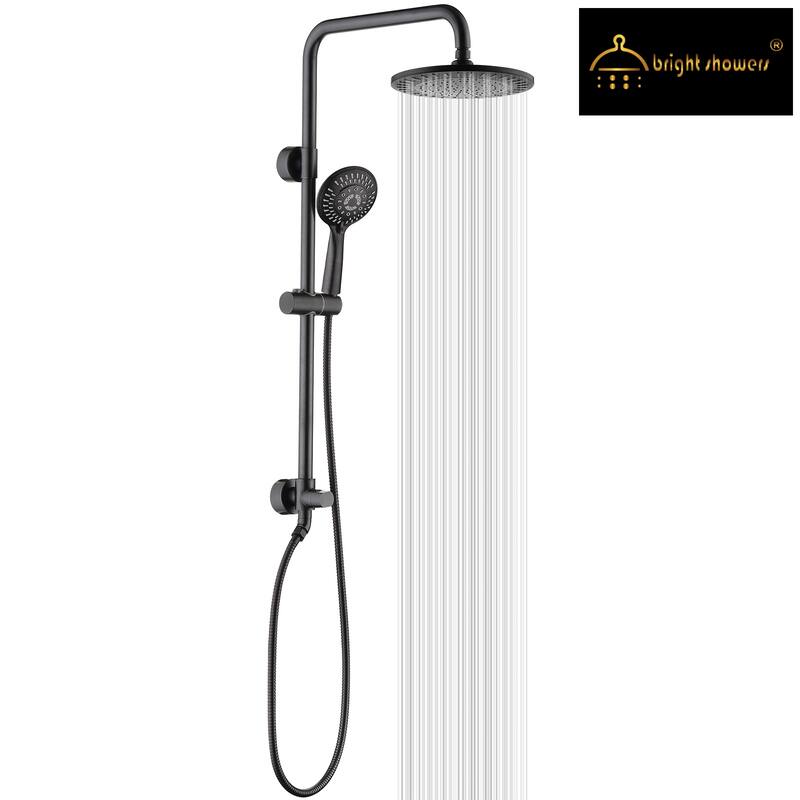 BRIGHT SHOWERS Rain Shower heads system including rainfall shower head and handheld shower head with height adjustable holder