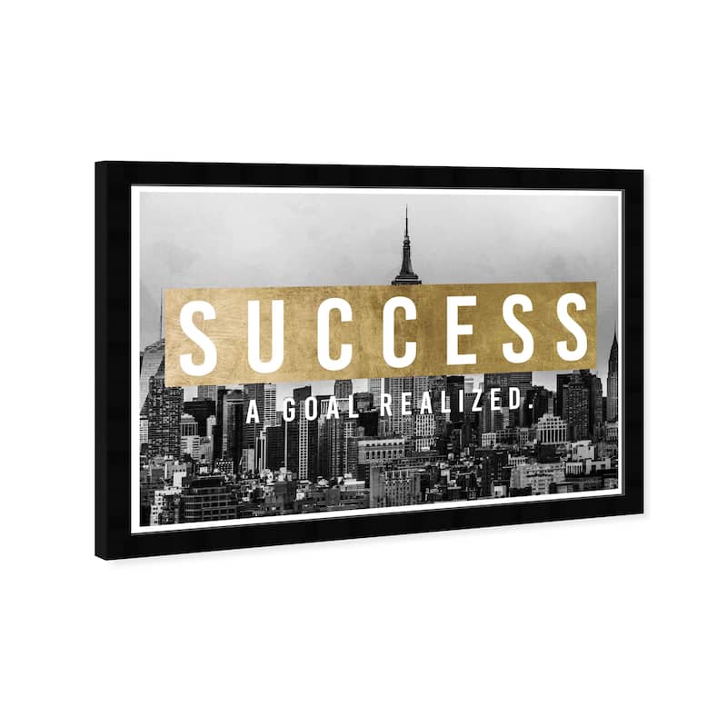 Wynwood Studio Prints Cities and Skylines Success City Gold and Metallic Gold Modern & Contemporary Wall Art Canvas Print