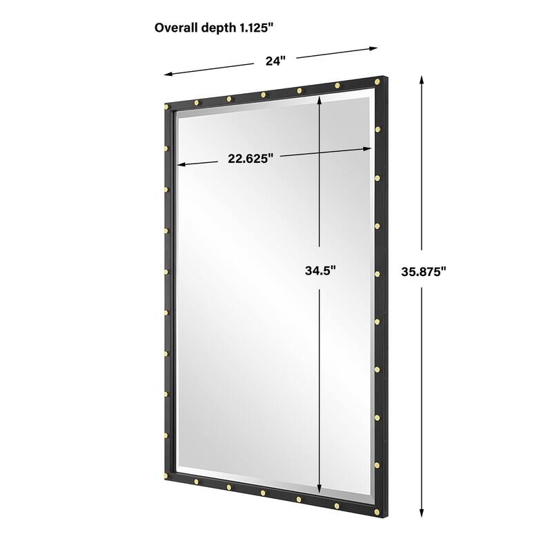 Rectangular Framed Wall Mirror with Screw Caps - 35.75" - Matte Black