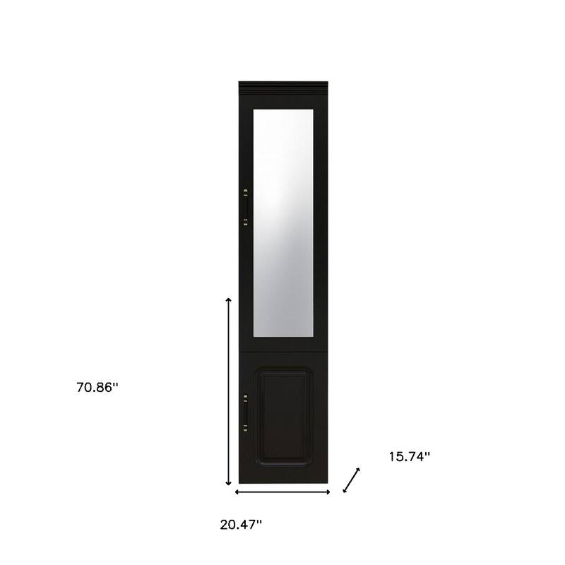 HomeRoots 71" Black Wood Mirrored Two Door Combo Dresser