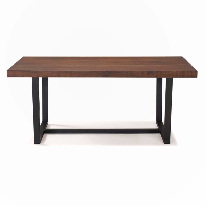 Solid Wood and Metal Open Frame Dining Table