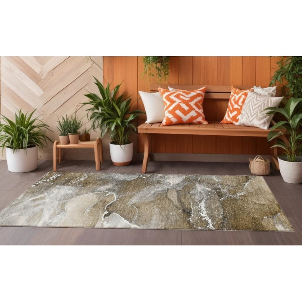 Mona Modern Art-Inspired Weather Resistant Versatile Elegance Runner Outdoor Rug - 8' Runner