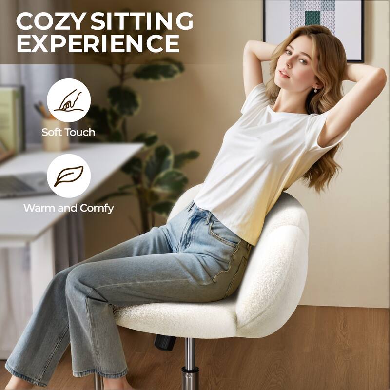 Yaheetech Upholstered Desk Chair Rolling Computer Chair with Cloud-shaped Backrest