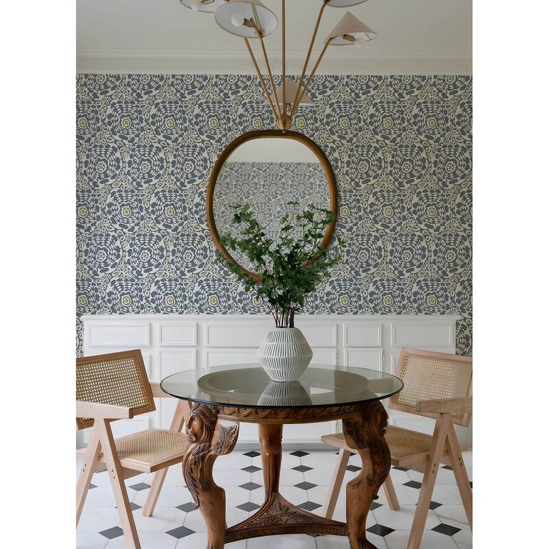 A-Street Prints Divine Slate Abstract Medallion Wallpaper