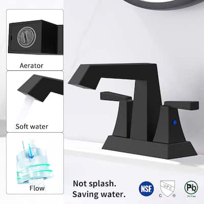 2 Handle Bathroom Vanity Sink Faucet with Pop Up Drain and Supply Line, Ceramic Valve Cartridge, Anti Corrosion, Water Saving