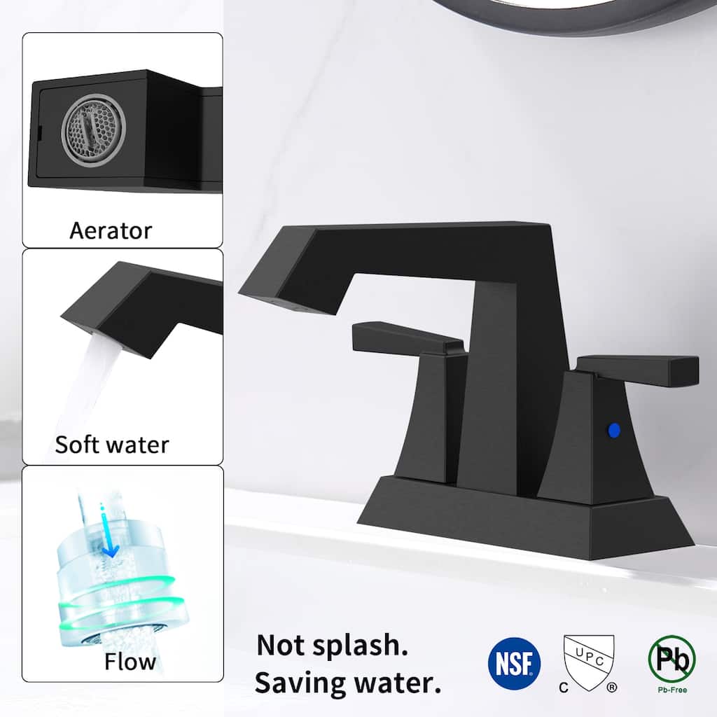 2 Handle Bathroom Vanity Sink Faucet with Pop Up Drain and Supply Line, Ceramic Valve Cartridge, Anti Corrosion, Water Saving