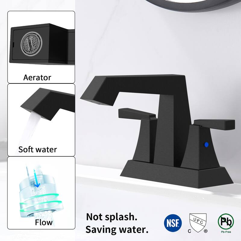 2-Handle Heavy Duty Bathroom Faucet with Drain and Supply Kits, Modern Style Lavatory Deck Mounted Faucet Brushed Nickel 4001-NA