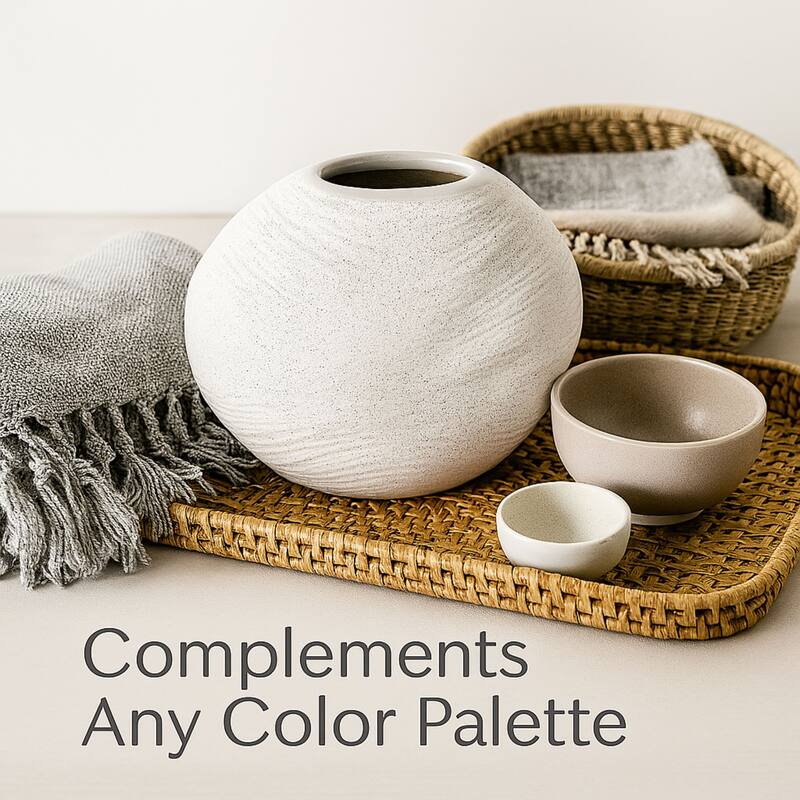 Aria Home Matte White Southwestern Inspired Ceramic Vase Rustic Home Décor