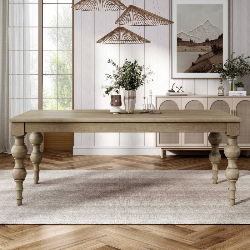 Furniture of America Trenden Modern Farmhouse Light Washed Solid Wood 78-inch Dining Table