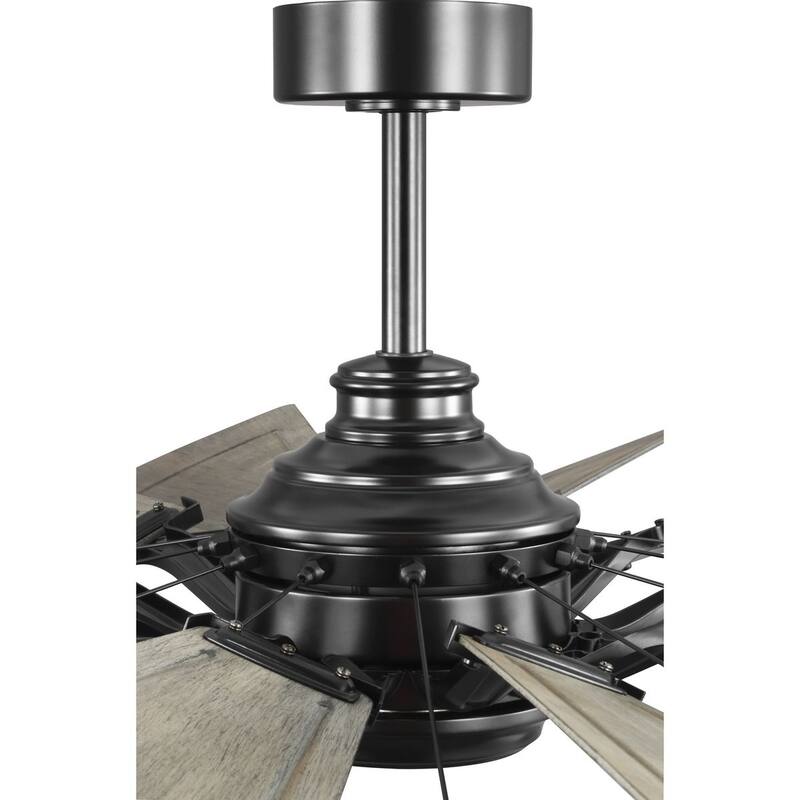 Springer II Collection 60-in Twelve-Blade Matte Black Modern Farmhouse Windmill Ceiling Fan - 60 in x 60 in x 16.26 in