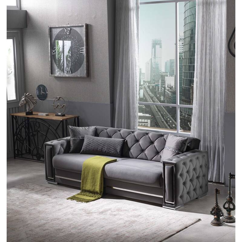 Forizko Square Arms 88" Wide Sofa - Grey