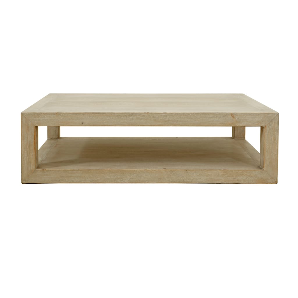 Artissance Peking Grand Framed Coffee Table, 55Inch Long, White Wash