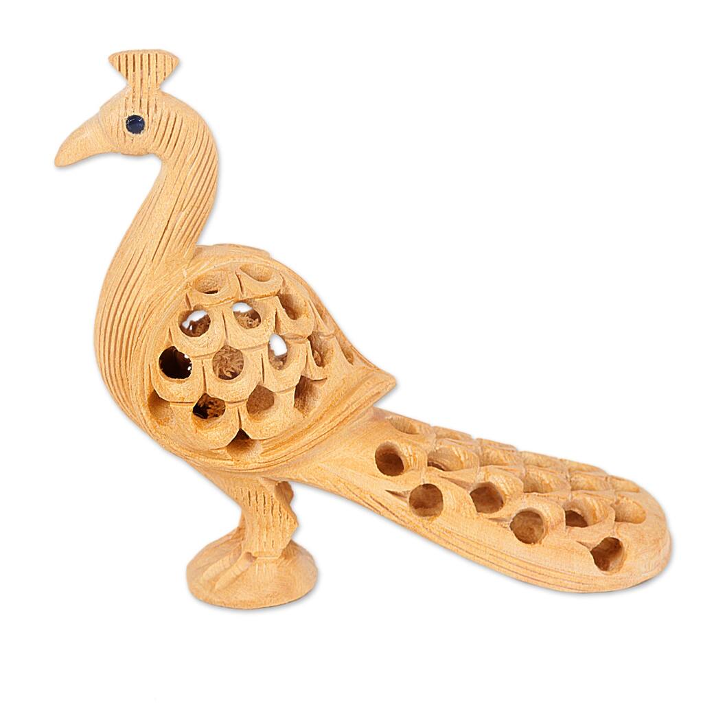 Novica Handmade Opulent Peacock Wood Sculpture