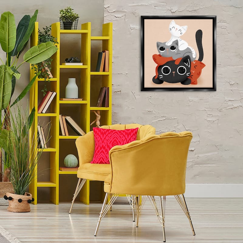 Stupell Stacked Cats Pile Framed Floater Canvas Wall Art Design By Sarah Hickman