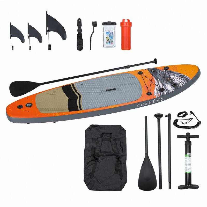 Inflatable Stand Up Paddle Boards with Premium SUP Paddle Board Accessories, Wide Stable Design, Non-Slip Comfort Deck - Orange