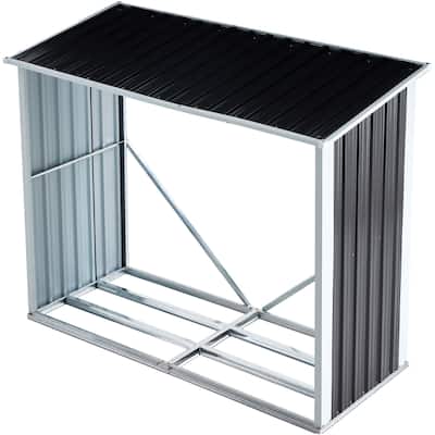 Galvanized Steel Firewood Rack with Roof