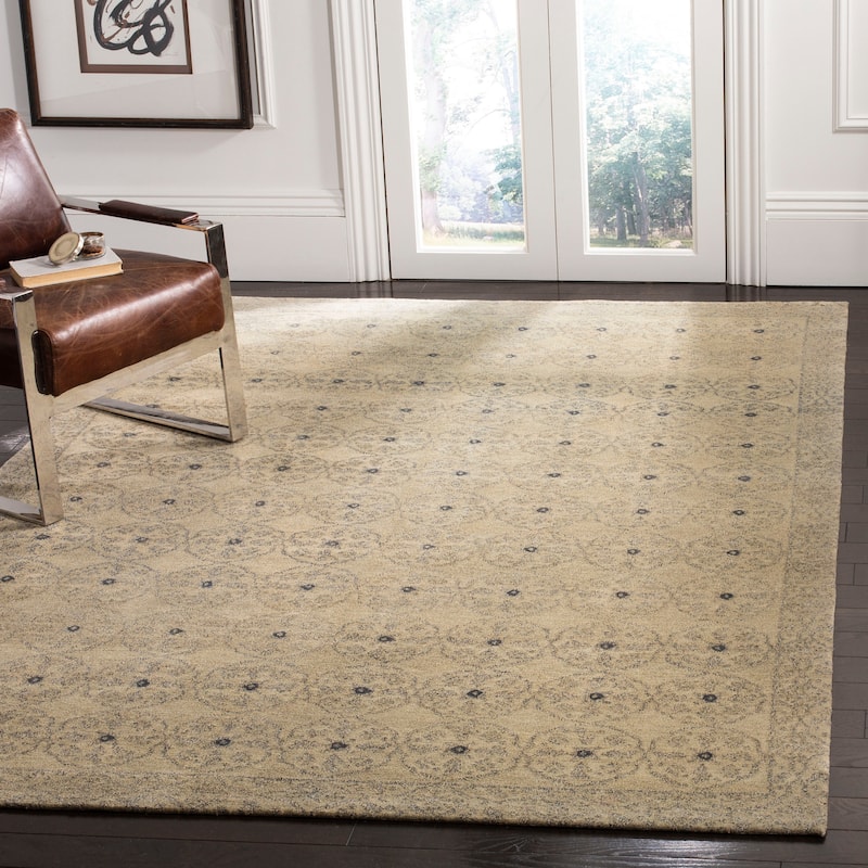 SAFAVIEH Couture Hand-knotted Teuta Silk/ Wool Rug - 6' x 9' - Blue/Slate