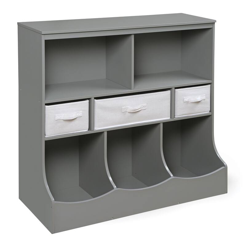 Badger Basket Combo Bin Storage Unit with Three Baskets - Gray/White Baskets