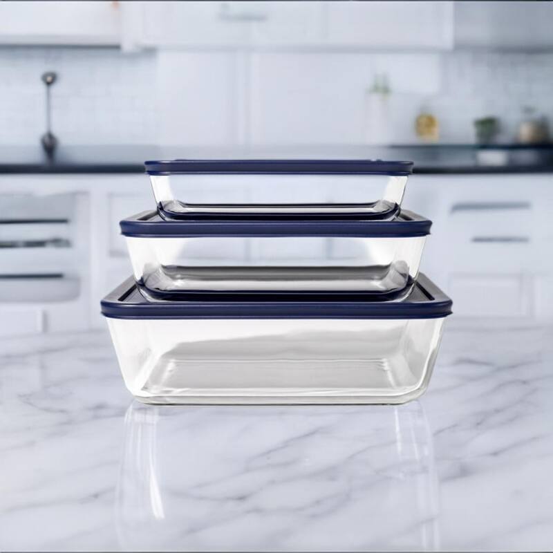 Glass Food Storage Set with Airtight Lids - Nesting, Space-Saving, BPA-Free, Microwave, Oven & Dishwasher Safe