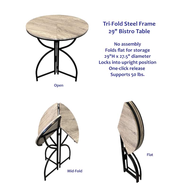 Tri-Fold Steel Frame Round Bistro Table