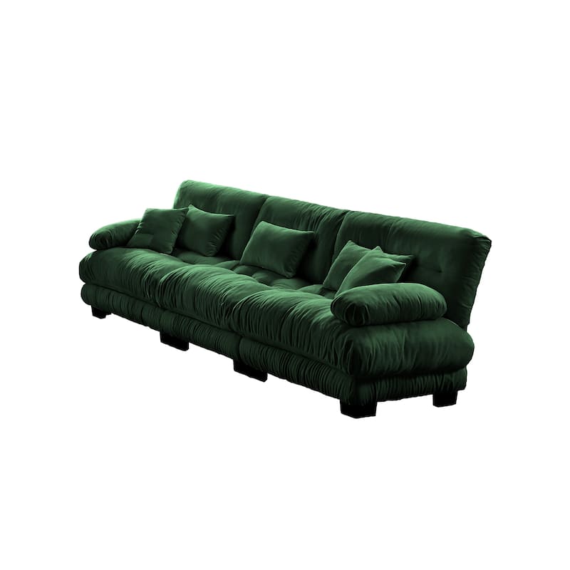 133.8" 3 Seater Modular Sofa, Oversized Upholstered Sectional Couches for Living Room, Chenille Fabric Couch Set with Ottoman