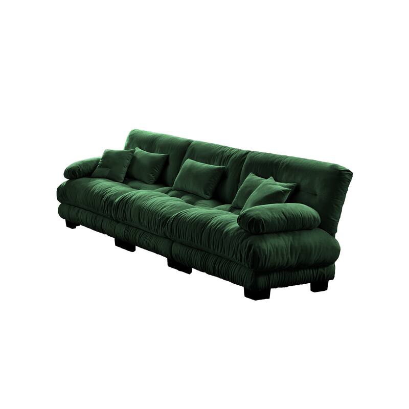 Roomfitters 3-Seater Modular Chenille Sofa, Deep Seat Cloud Couch with Round Bolster Armrests