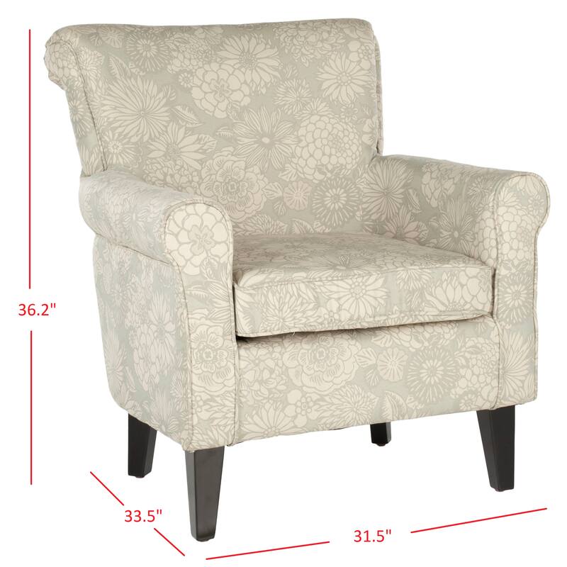 SAFAVIEH Shamika Red/Ivory Floral Club Chair - 30" W x 33" D x 35" H
