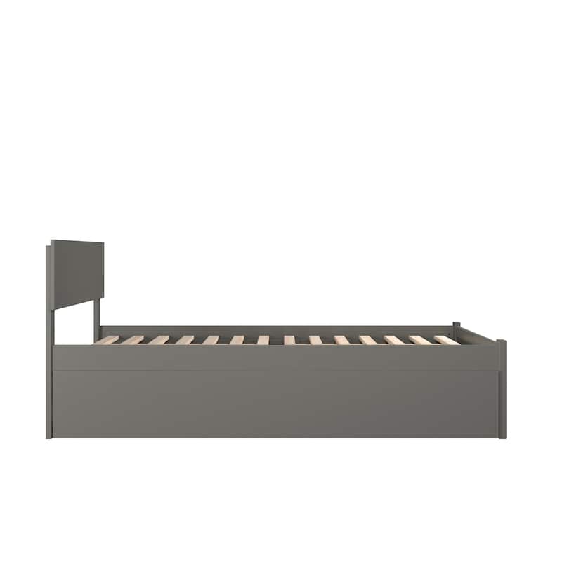 Orlando King Platform Bed with Footboard & Twin XL Trundle in Grey