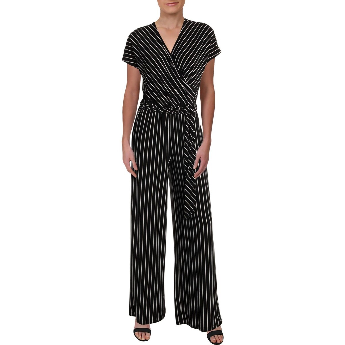 striped short jumpsuit