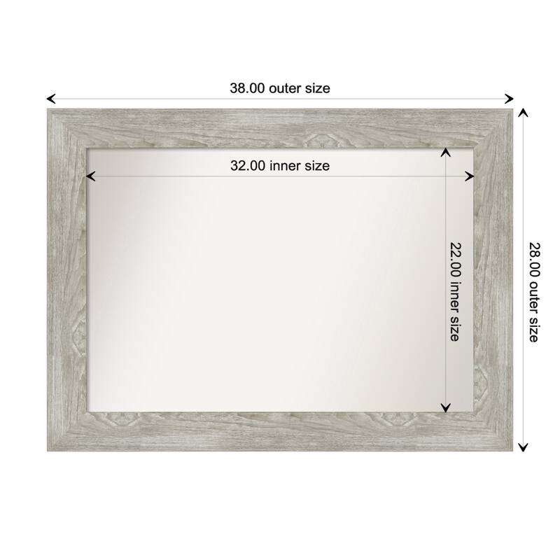 Dove Greywash Framed Non-Beveled Custom Wall Mirror, Bathroom Vanity Mirror - Outer Size: 38 x 28