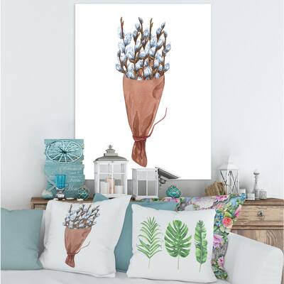 Designart "Bunch of Willow Twigs I" Farmhouse Canvas Wall Art Print