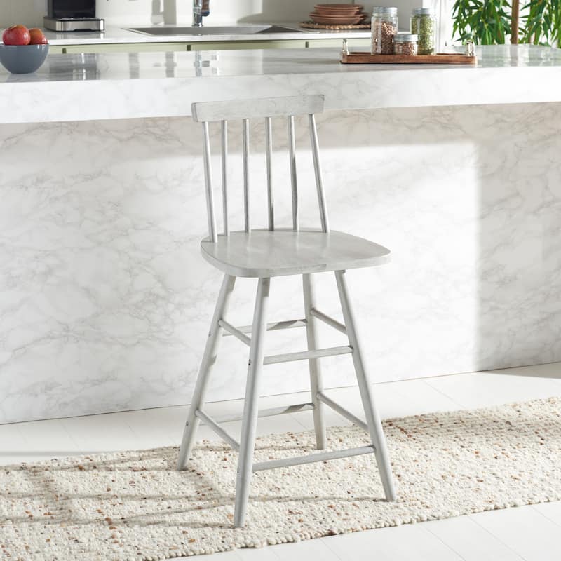 SAFAVIEH Nanie Wood 25-inch Counter Stool - 17 In. W x 17 In. D x 38 In. H - 17Wx17Dx38H - Grey