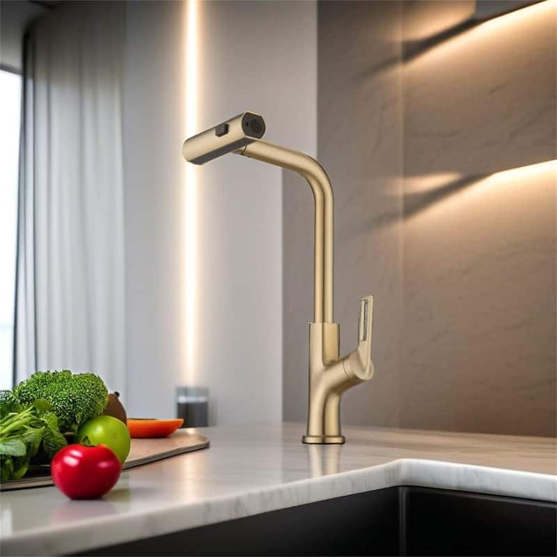 Kitchen Waterfall Faucet with Pull Down Sprayer