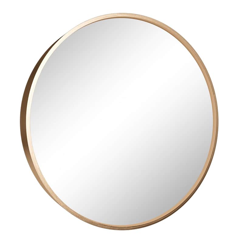 HomeRoots 20" Gold Round Metal Framed Accent Mirror - 20.00 in. x 20.00 in. x 1.09 in.