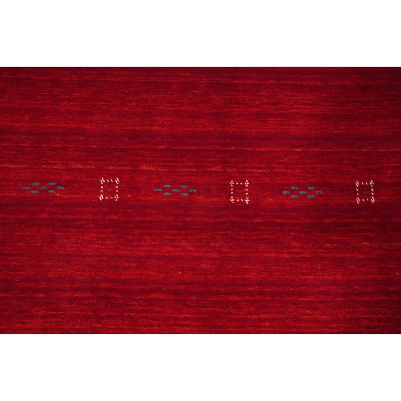 Hand Knotted Oriental 100% Wool Carpet Tribal Animal Pictorial Red Gabbeh Area Rug - 8' 1'' X 5' 5''