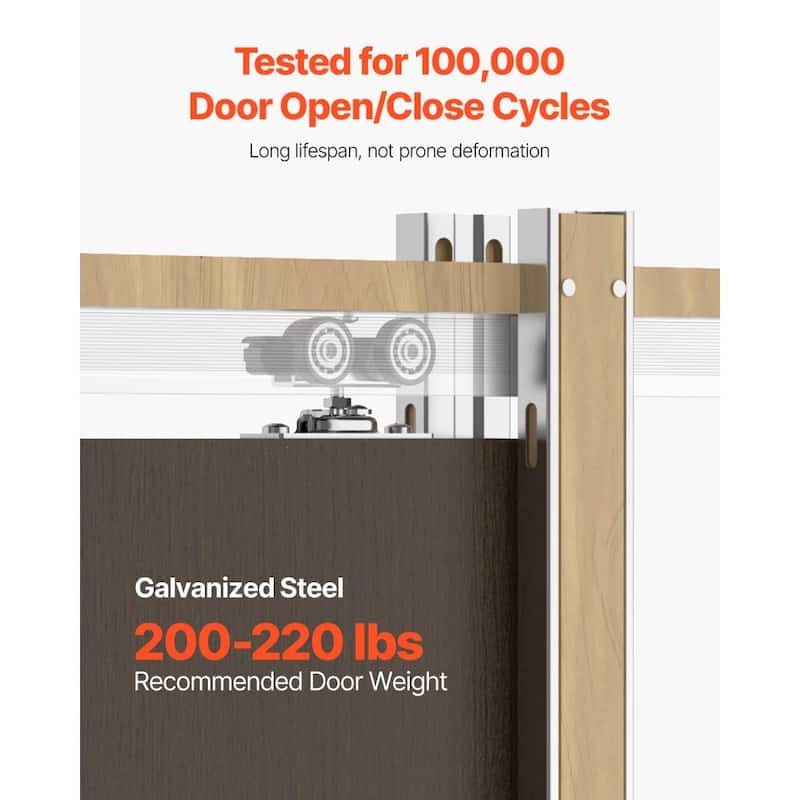 Brown-Silver Wood and Steel Soft-Close Pocket Door Frame Kit Adjustable