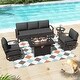 preview thumbnail 90 of 145, Aluminum Patio Outdoor Sectional Sofa Set with Fire Pit, Swivel Rocking Chairs and Ottomans