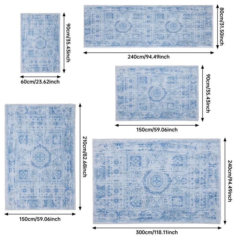 Washable Non-Slip Area Rug,Stain Resistant Low-Pile Carpet,5X7 - 5' x 7'