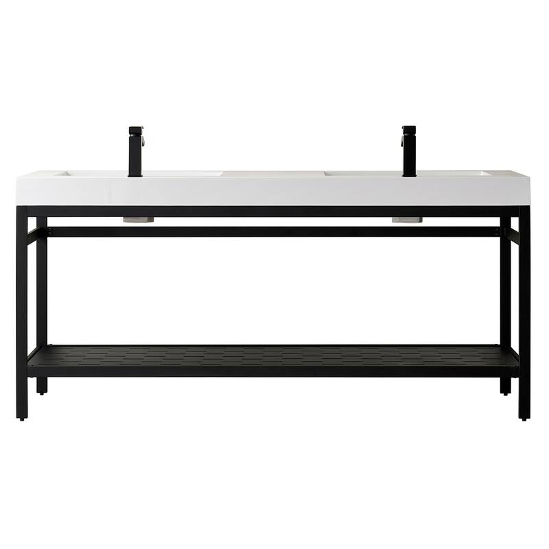 Ablitas 72" Double Vanity in Metal with Stone Sink Top