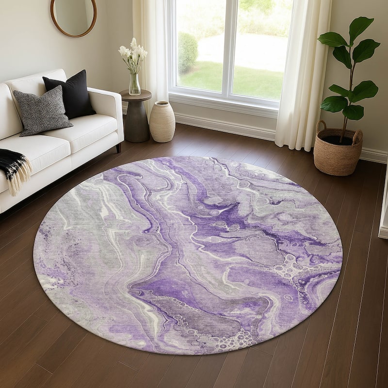 Premium Washable Super Soft Modern Glam Mayfield Rug - Purple - 8' x 8'