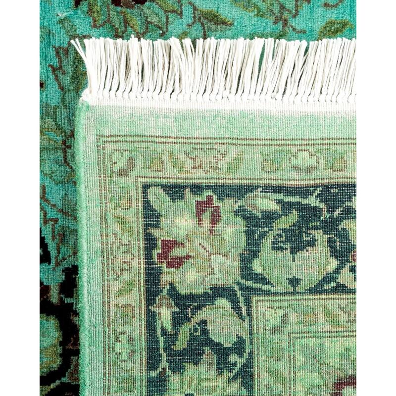 Overton Hand Knotted Wool Vintage Inspired Modern Contemporary Overdyed Blue Area Rug - 3' 2" x 5' 3"