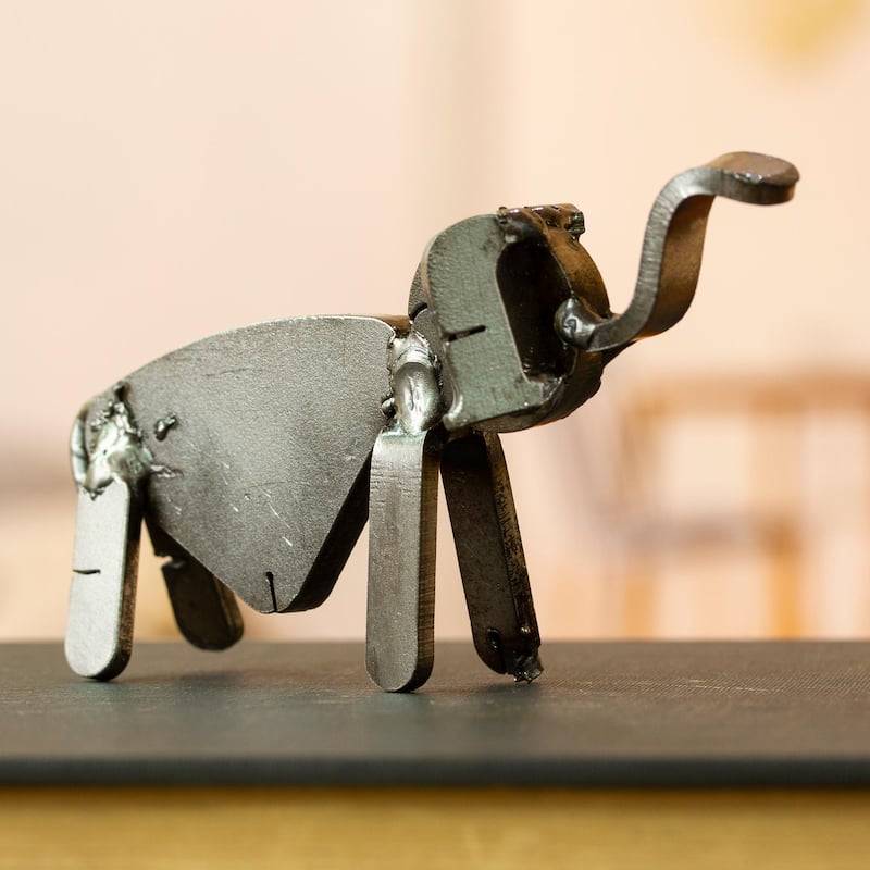 Novica Handmade Microelephant Recycled Auto Parts Figurine
