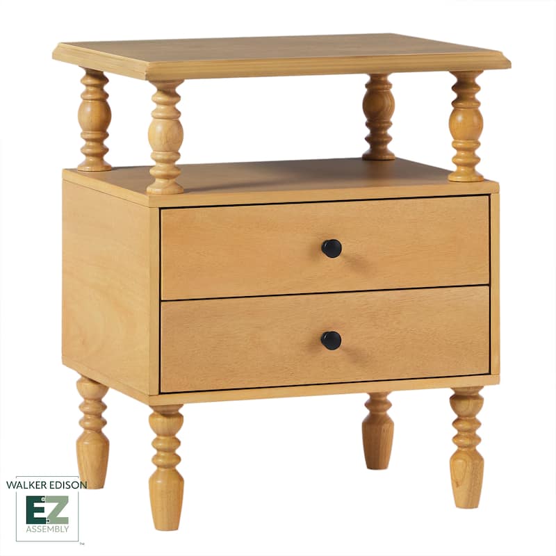 Walker Edison Easy Assembly Solid Wood 2-Drawer Nightstand