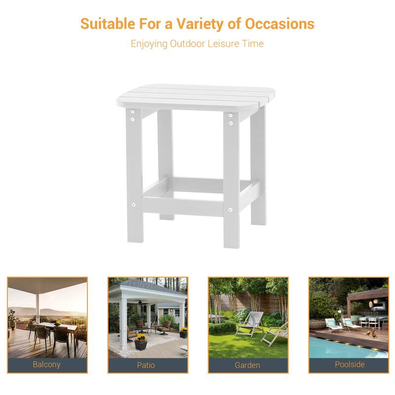 LIVOOSUN Patio Adirondack Plastic Wood Outdoor Side Table for Deck