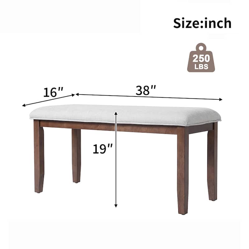 Dining Bench with Padded Seat and Solid Wood Leg,38-inch Entryway Bench for Living Room,Upholstered Bench