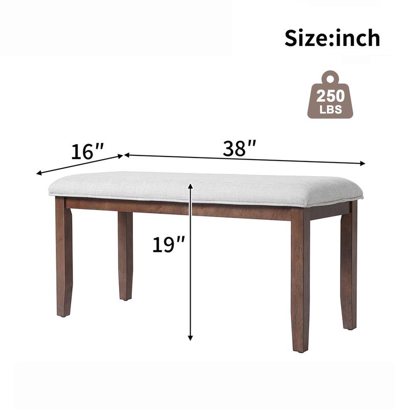 Upholstered Bench,38-inch Entryway Bench for Living Room,Dining Bench with Padded Seat and Solid Wood Leg