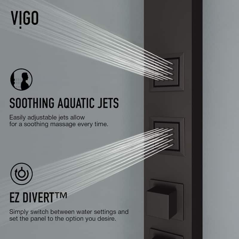 VIGO Sutton 58" H x 4" W 4-Jet Shower Panel with Square Shower Head
