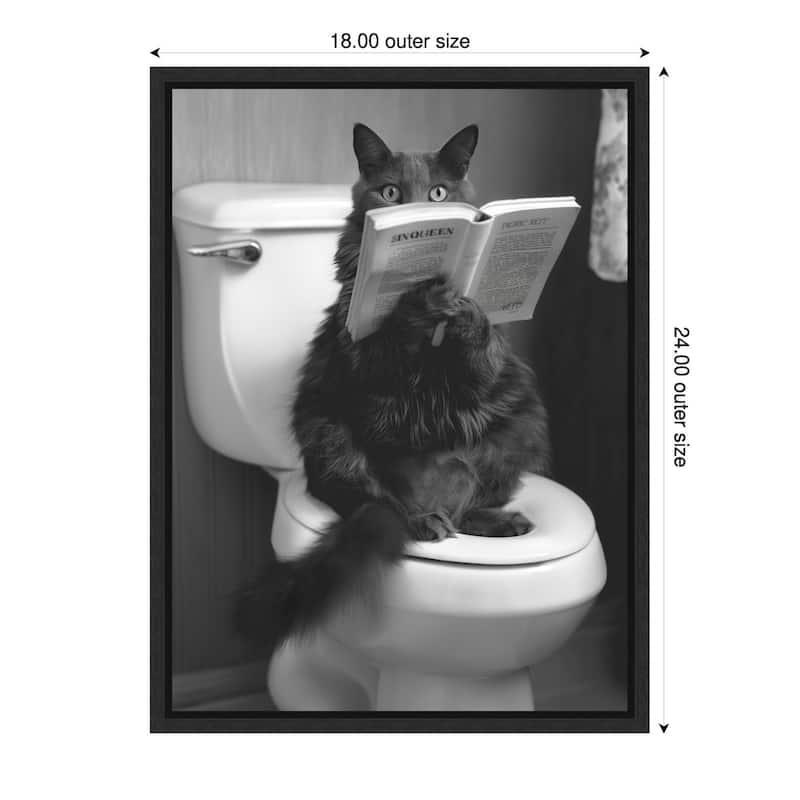 The Sin Queen Throne Room Cat by Niky Rahner Framed Canvas Wall Art - 18 x 24 in