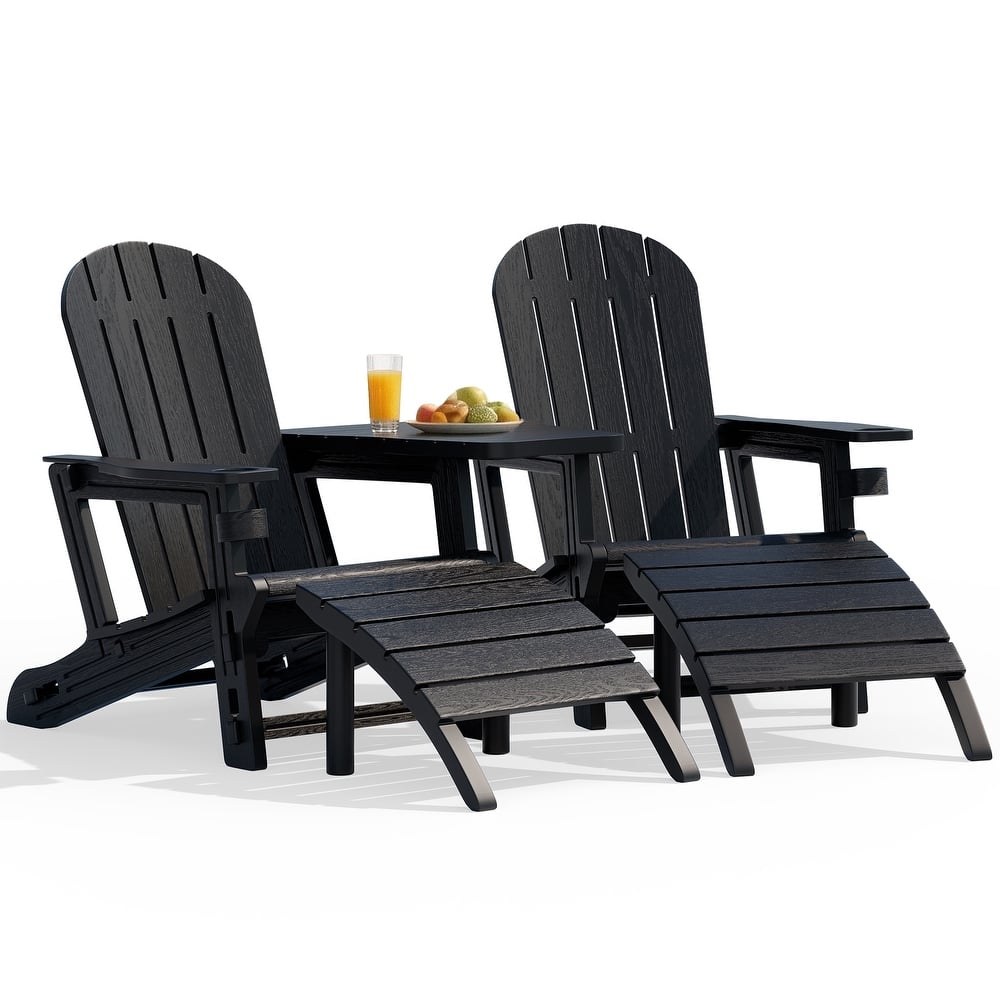 Outdoor All Weather Adirondack Chairs with Movable Footrests, Set of 5/3.