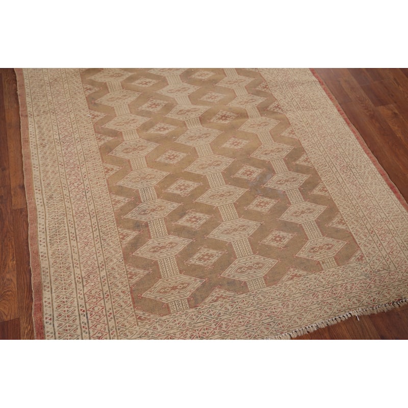 Bakhtiari Persian Antique Accent Rug Handmade Wool Carpet - 4'1" x 5'4"